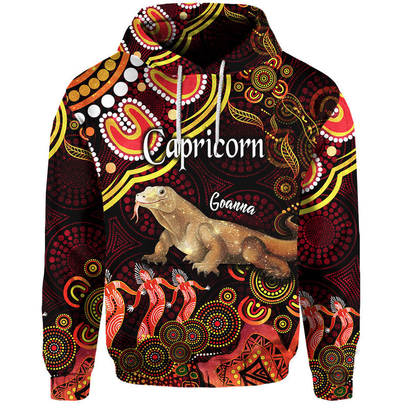 australian-astrology-zip-up-and-pullover-hoodie-capricorn-goanna-zodiac-aboriginal-vibes-red