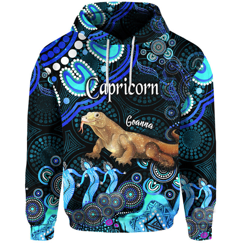 australian-astrology-zip-up-and-pullover-hoodie-capricorn-goanna-zodiac-aboriginal-vibes-blue