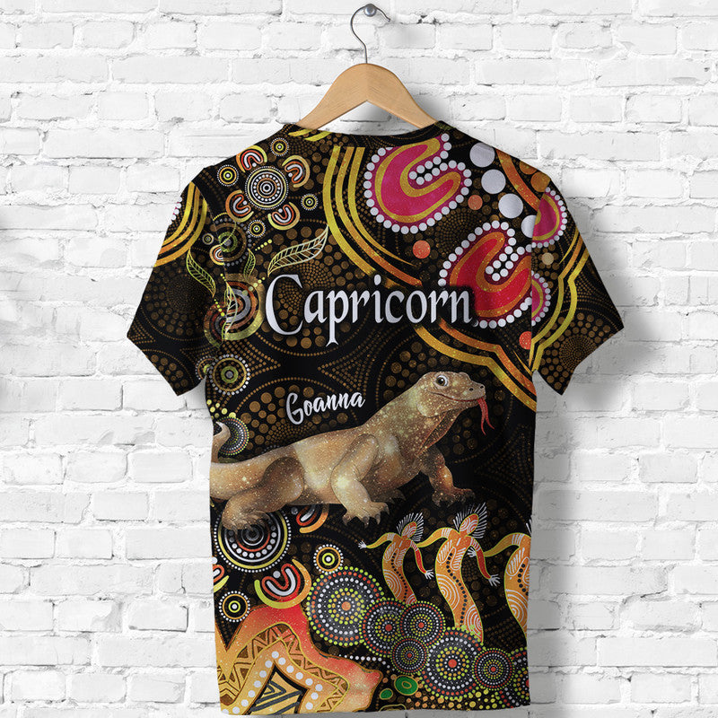 australian-astrology-t-shirt-capricorn-goanna-zodiac-aboriginal-vibes-gold