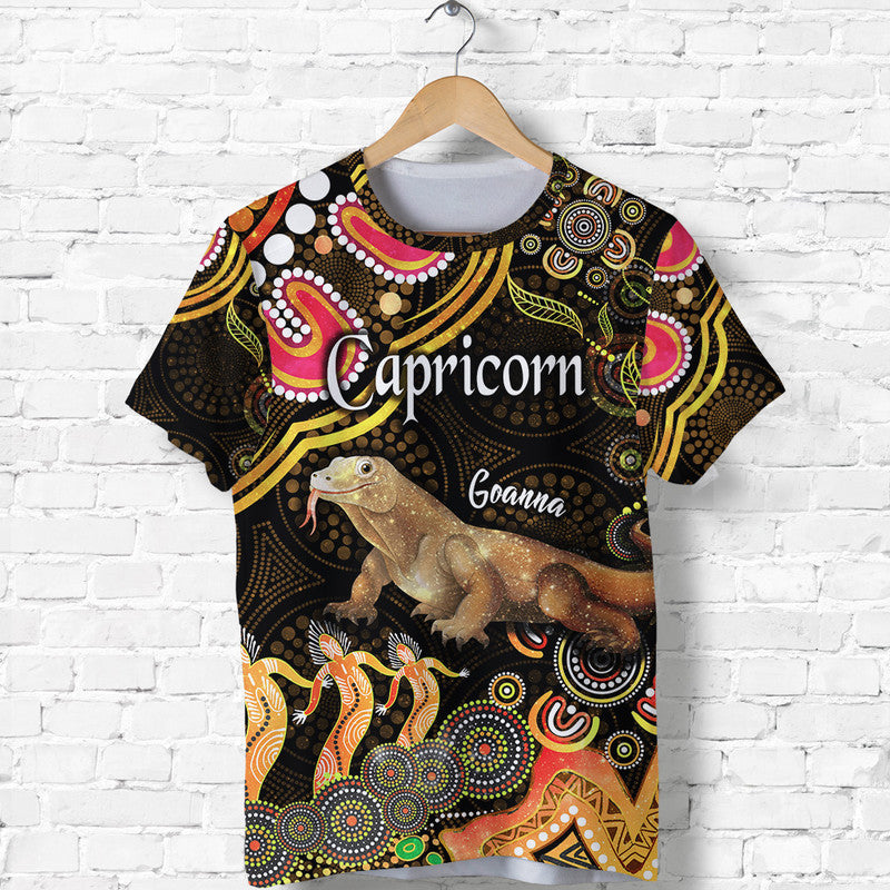 australian-astrology-t-shirt-capricorn-goanna-zodiac-aboriginal-vibes-gold