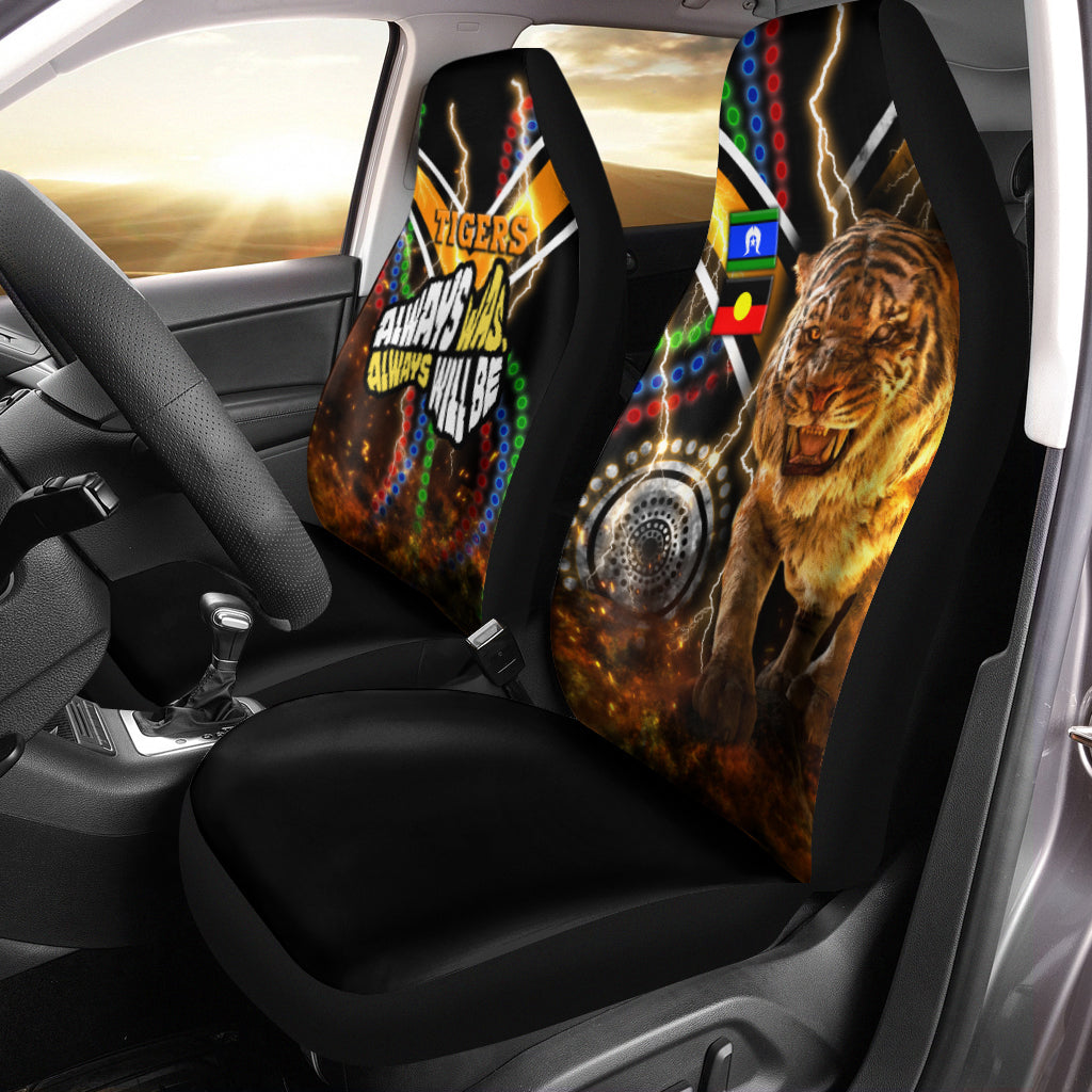 wests-tigers-naidoc-week-car-seat-covers-version-aboriginal-tiger-3d