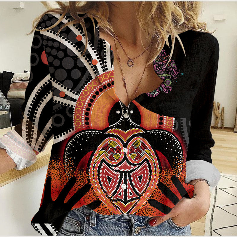 aboriginal-in-my-heart-hand-with-turtle-women-casual-shirt