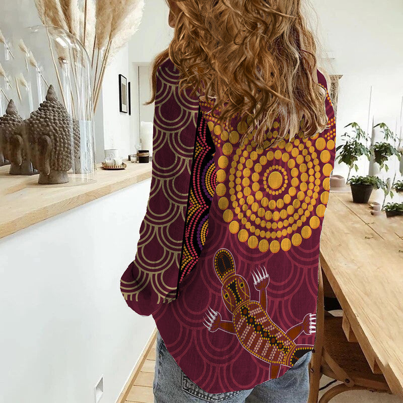 aboriginal-women-casual-shirt-aboriginal-platypus