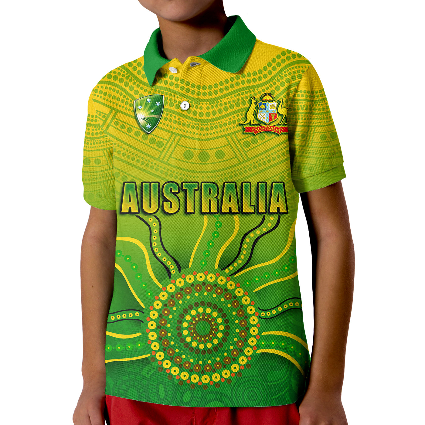 (Custom Personalised) Cricket Australia Indigenous Aboriginal Polo Shirt Boomerang Dot Painting Style LT9