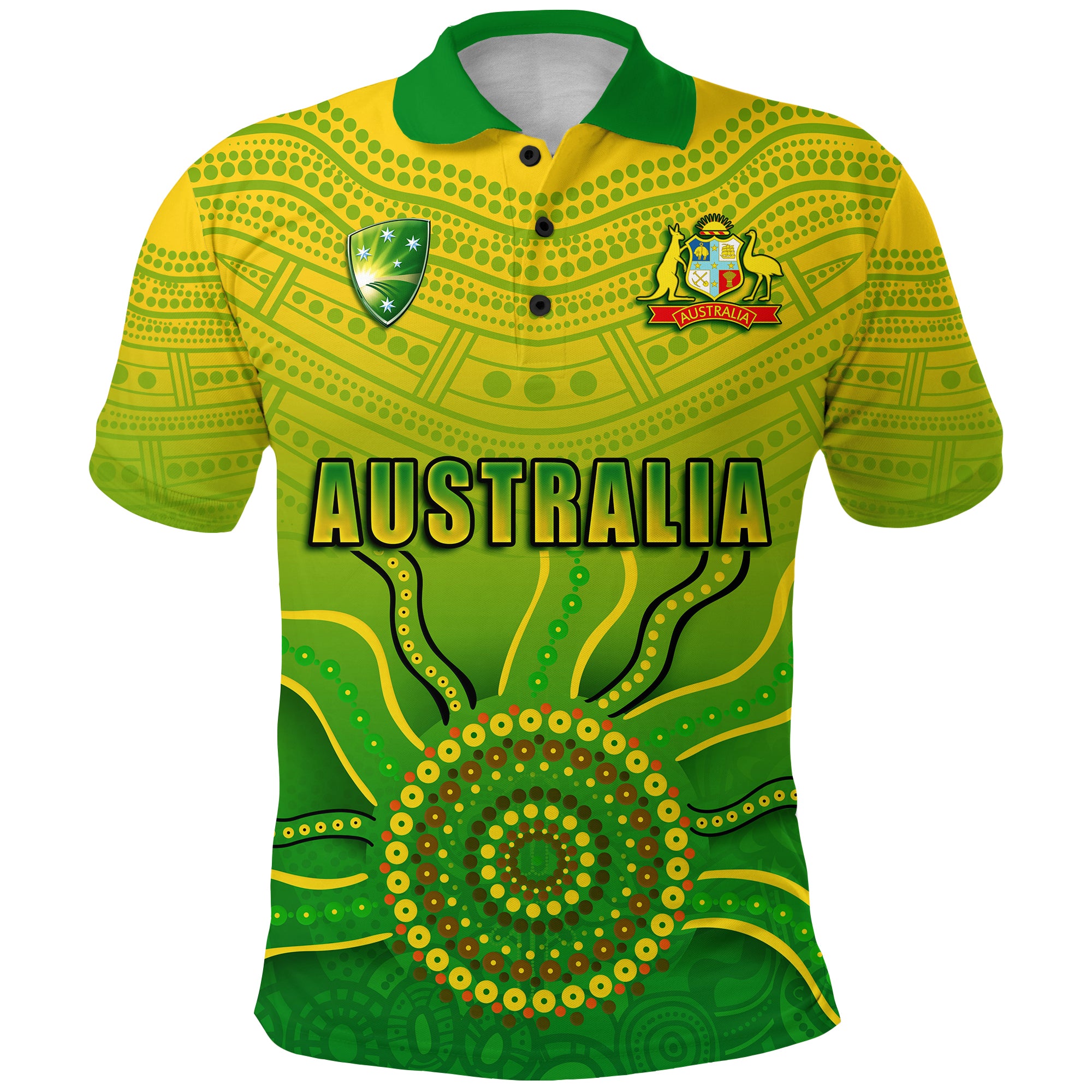 (Custom Personalised) Cricket Australia Indigenous Aboriginal Polo Shirt Boomerang Dot Painting Style LT9