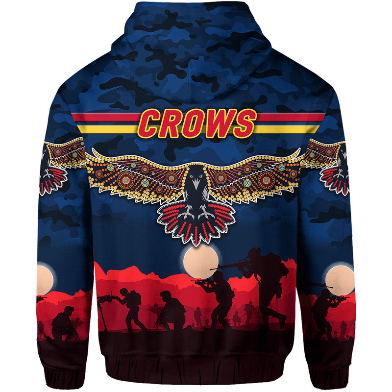 Adelaide Crows ANZAC Zip Up And Pullover Hoodie Simple Style - Navy Blue LT8