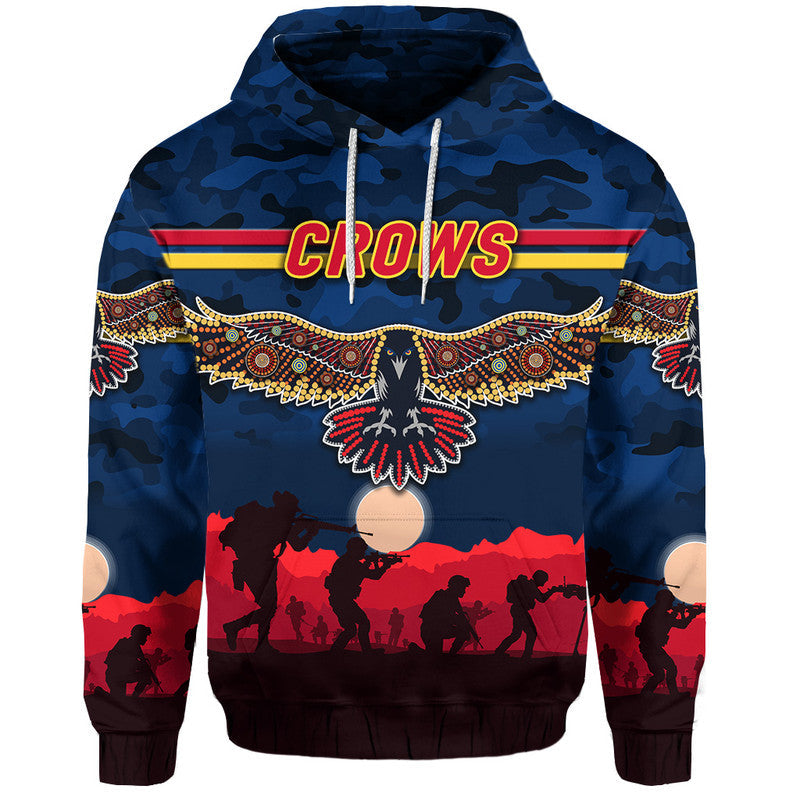 (Custom Personalised) Adelaide Crows ANZAC Zip Up And Pullover Hoodie Simple Style - Navy Blue LT8