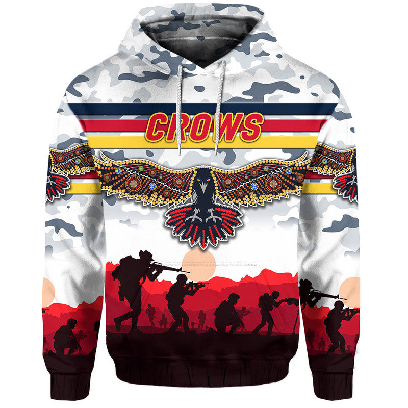 (Custom Personalised) Adelaide Crows ANZAC Zip Up And Pullover Hoodie Simple Style - White LT8