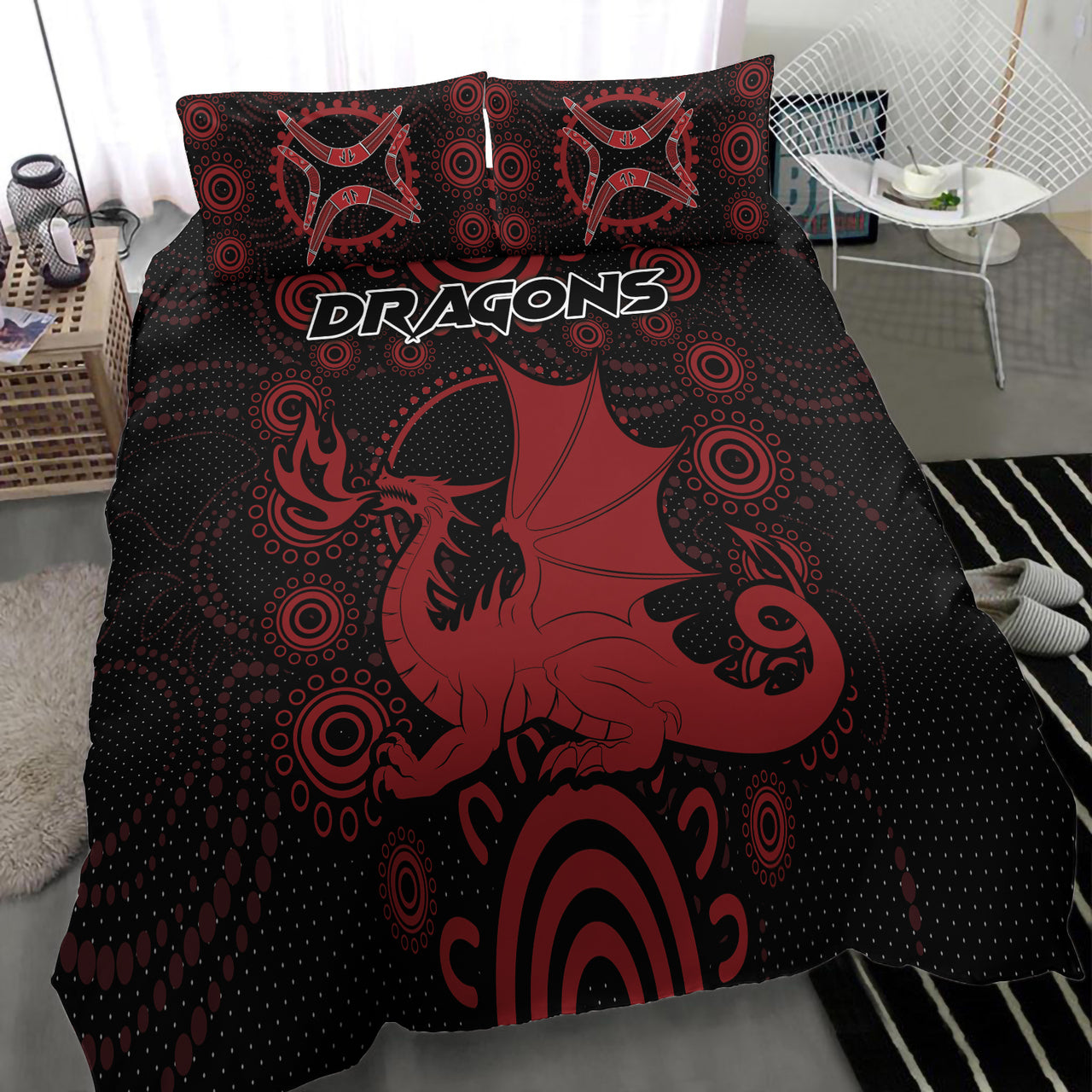 st-george-rugby-bedding-set-custom-indigenous-dragons-bedding-set