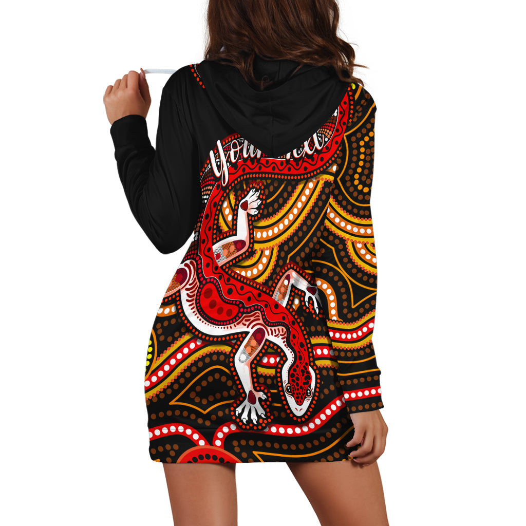 custom-personalised-aboriginal-art-lizard-hoodie-dress-you-are-number-one