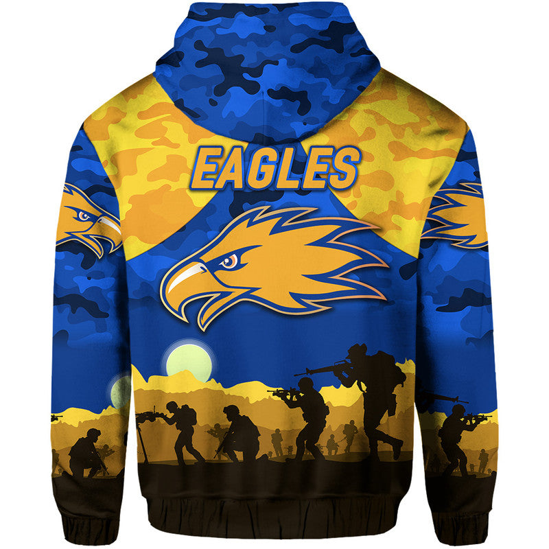 West Coast Eagles ANZAC Zip Up And Pullover Hoodie Simple Style - Royal Blue  LT8