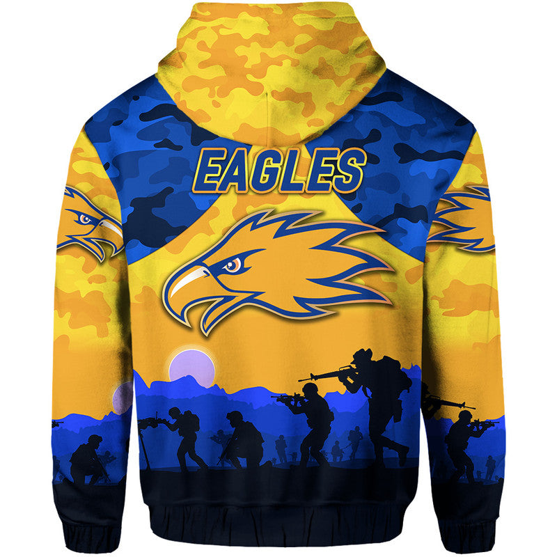 West Coast Eagles ANZAC Zip Up And Pullover Hoodie Simple Style - Gold  LT8