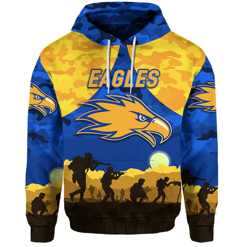 West Coast Eagles ANZAC Zip Up And Pullover Hoodie Simple Style - Royal Blue  LT8