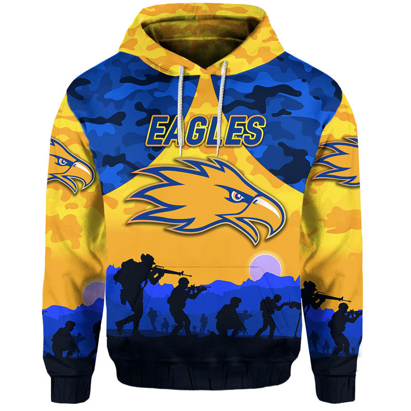 West Coast Eagles ANZAC Zip Up And Pullover Hoodie Simple Style - Gold  LT8