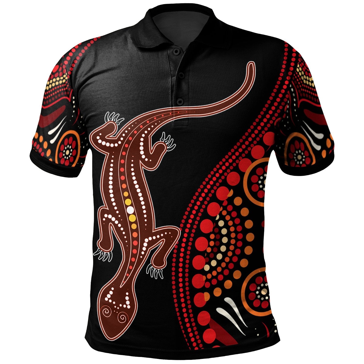 aboriginal-polo-shirt-aboriginal-lizard-with-dot-painting-pattern