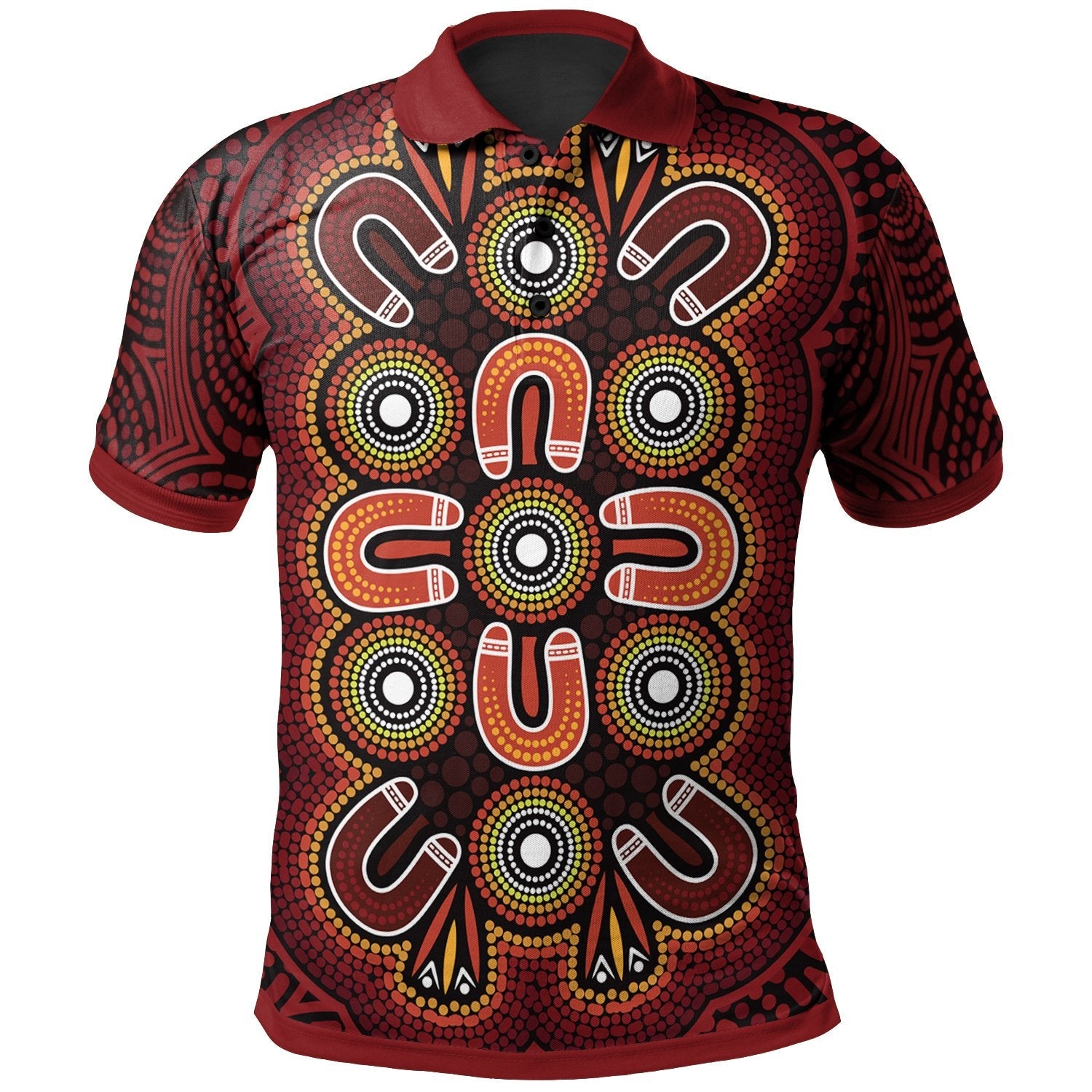 aboriginal-polo-shirt-aboriginal-dot-painting-flowers-style