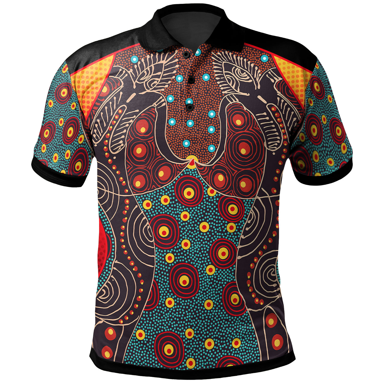 polo-shirt-aboriginal-sublimation-dot-pattern-style-red