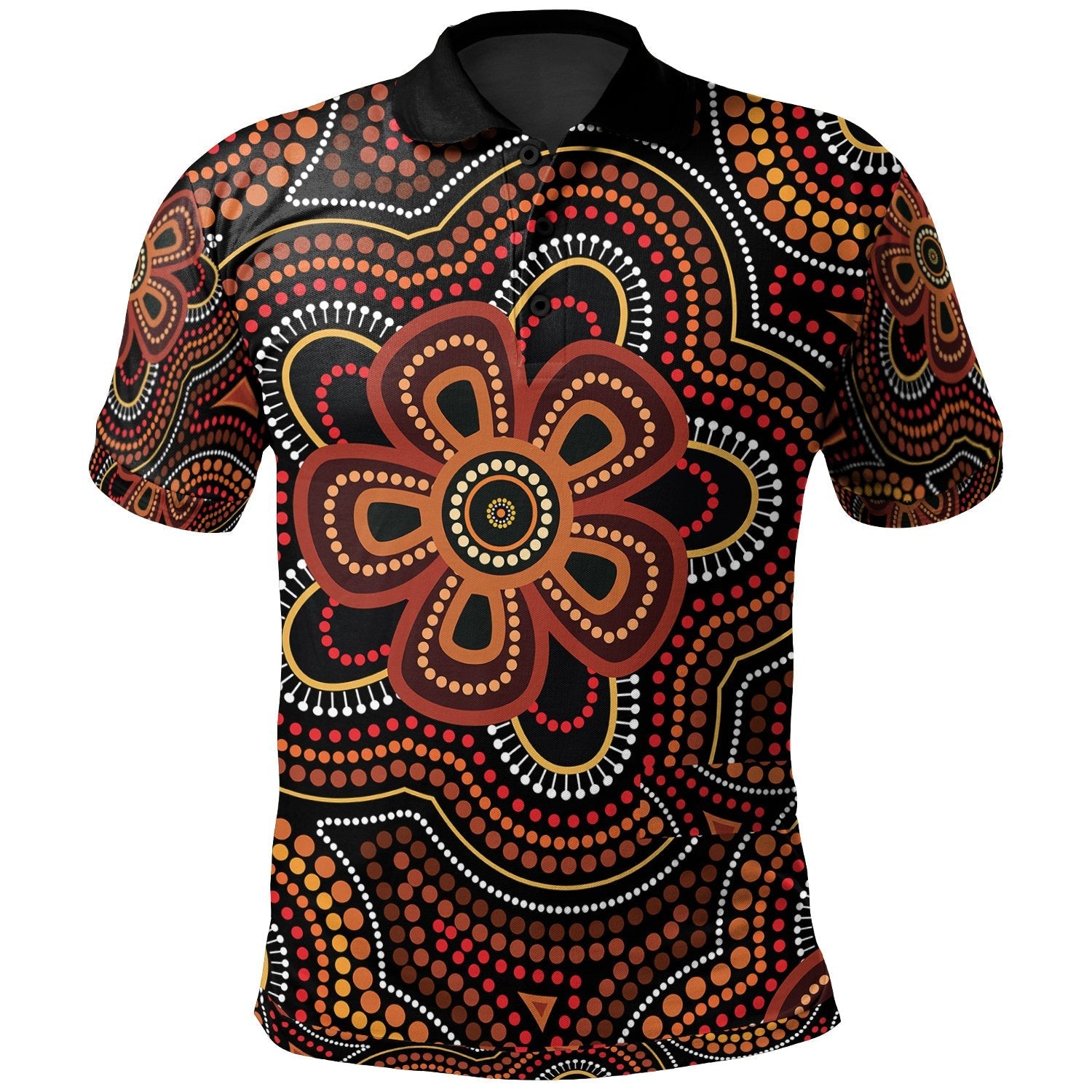 aboriginal-polo-shirt-aboriginal-dot-painting-flowers-style-ver02