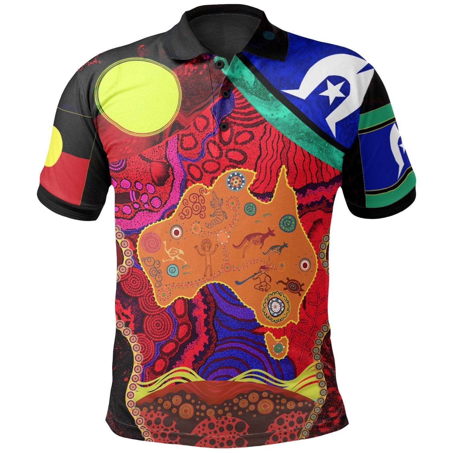 polo-shirt-aboriginal-red-dot-patterns-naidoc-week