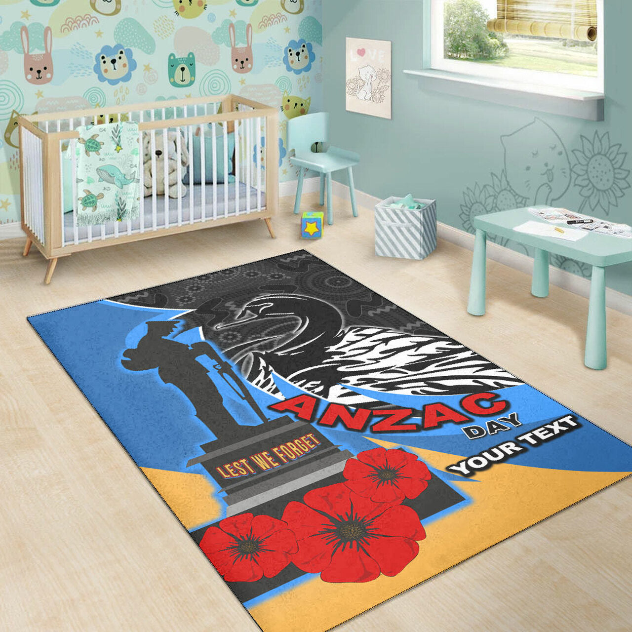 force-rugby-area-rug-custom-anzac-force-black-swans-mascot-area-rug