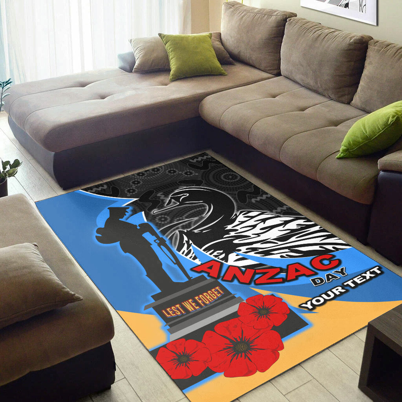 force-rugby-area-rug-custom-anzac-force-black-swans-mascot-area-rug