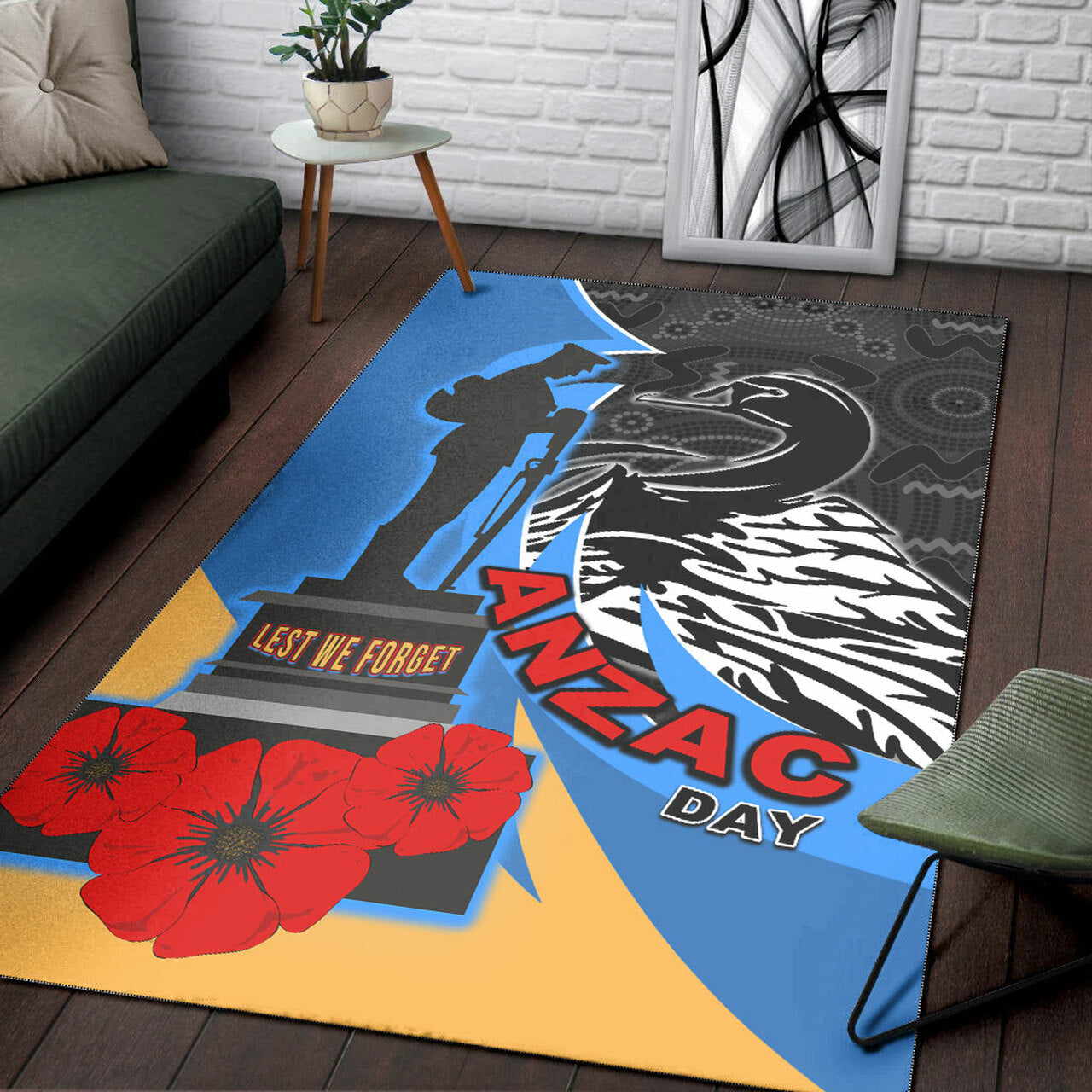 force-rugby-area-rug-custom-anzac-force-black-swans-mascot-area-rug