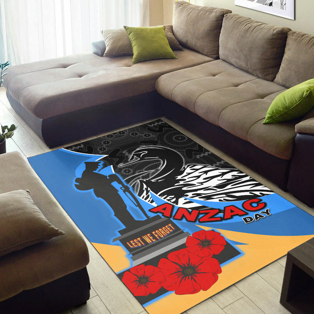 force-rugby-area-rug-custom-anzac-force-black-swans-mascot-area-rug