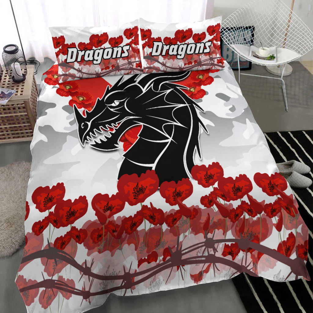 Dragons Anzac 2022 Bedding Set We Will Remember Them LT13