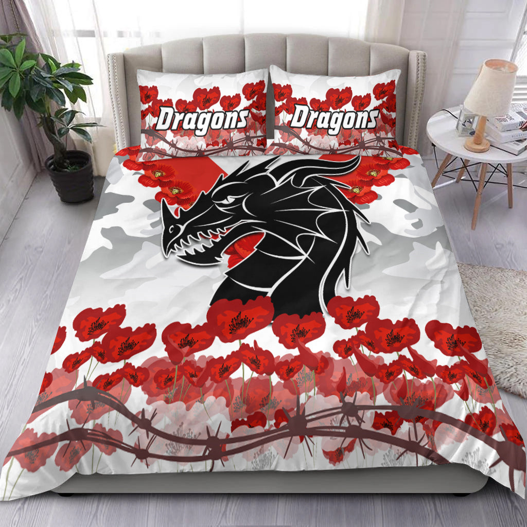 Dragons Anzac 2022 Bedding Set We Will Remember Them LT13