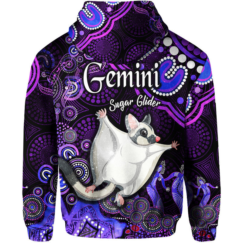 australian-astrology-zip-up-and-pullover-hoodie-gemini-sugar-glider-zodiac-aboriginal-vibes-purple