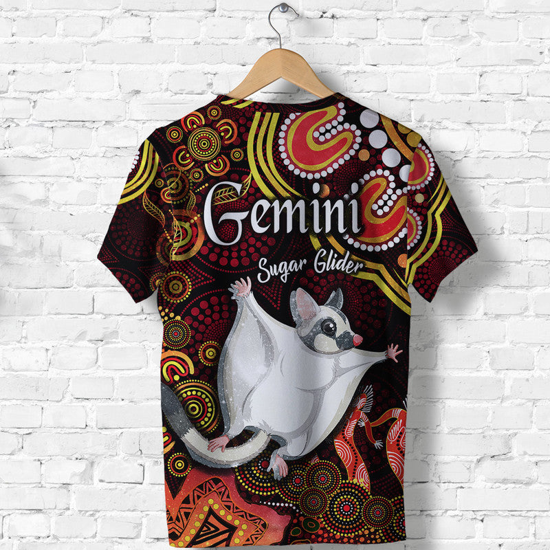 australian-astrology-t-shirt-gemini-sugar-glider-zodiac-aboriginal-vibes-red