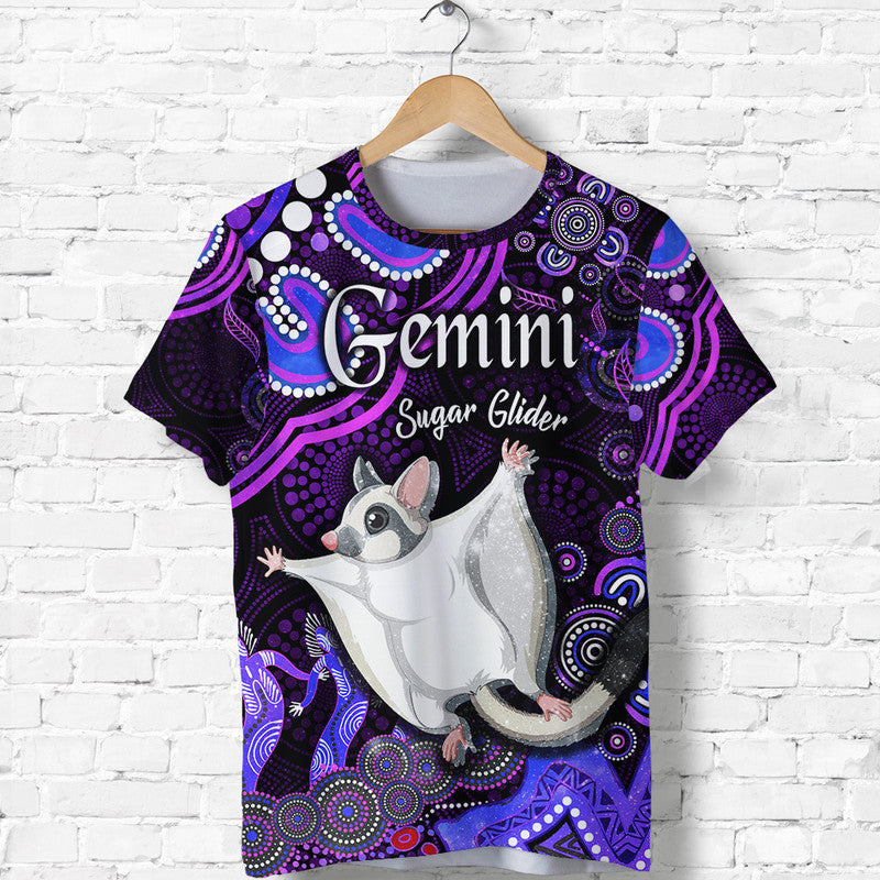 australian-astrology-t-shirt-gemini-sugar-glider-zodiac-aboriginal-vibes-purple