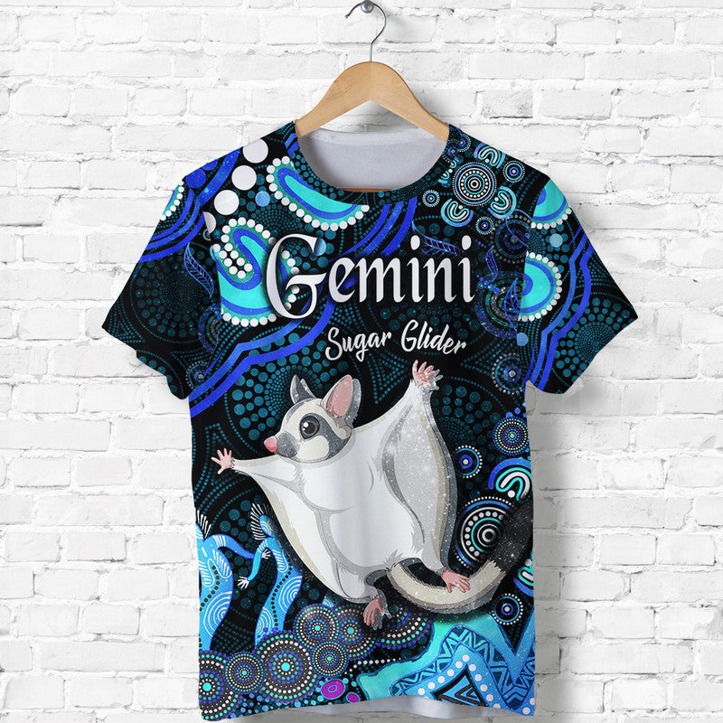 australian-astrology-t-shirt-gemini-sugar-glider-zodiac-aboriginal-vibes-blue