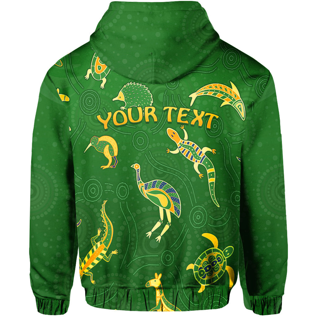 custom-personalised-aboriginal-art-hoodie-animals-australia-version-green