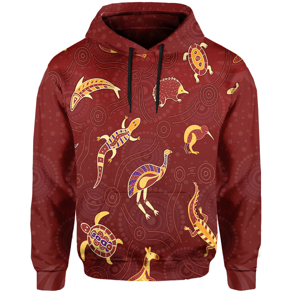 aboriginal-art-hoodie-animals-australia-version-maroon