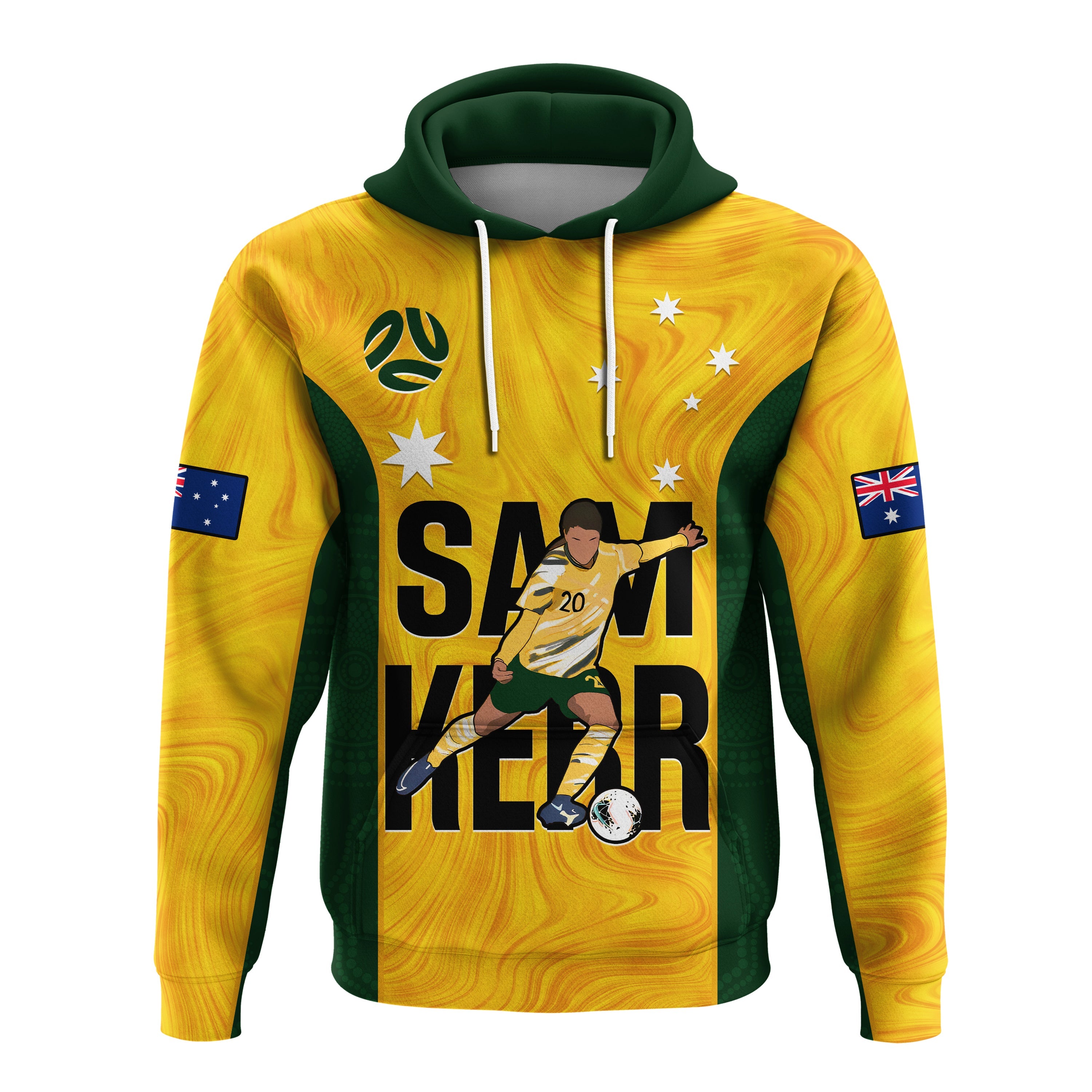 Custom Australia Soccer Hoodie Sam Kerr Matildas World Cup Yellow LT14