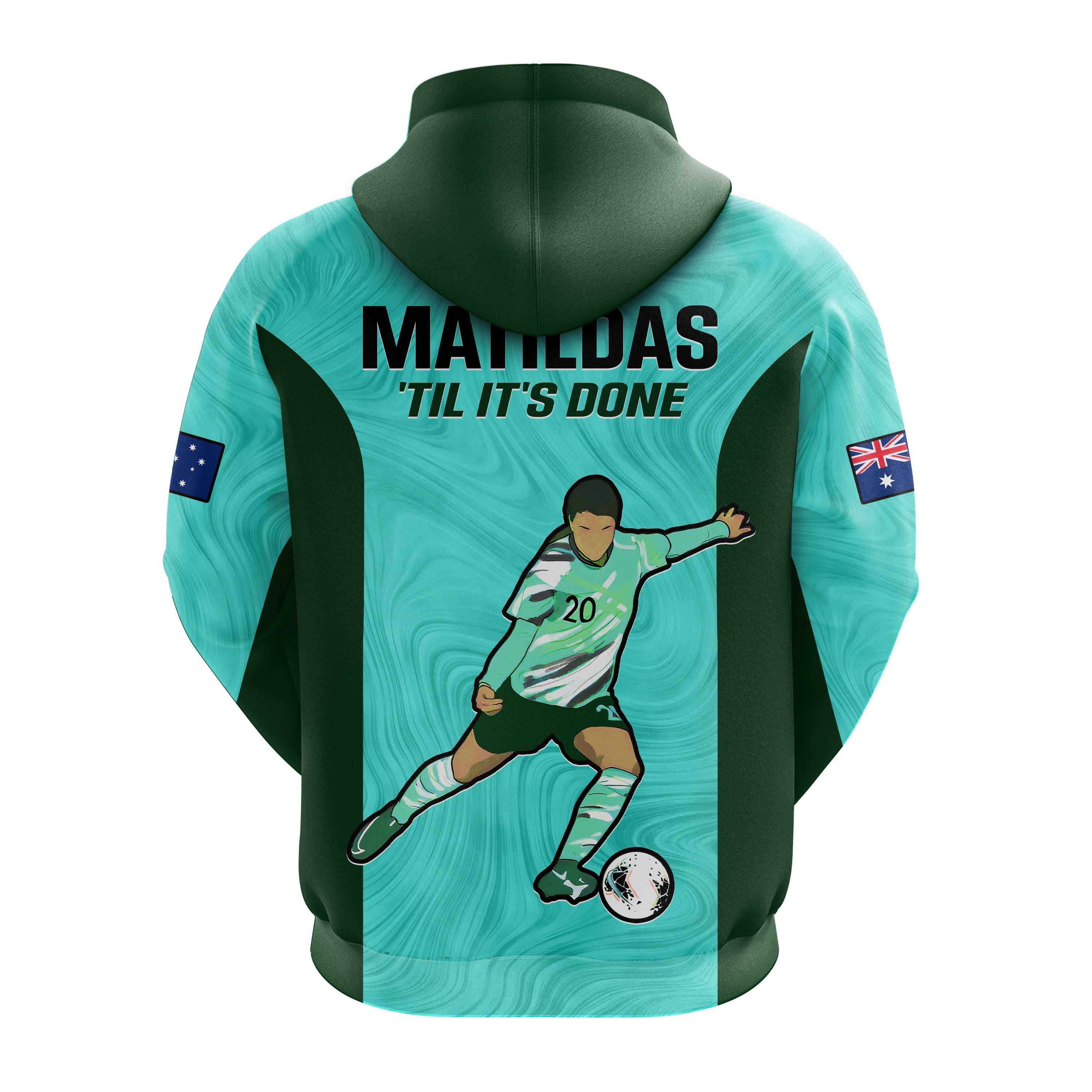 Australia Soccer Hoodie Sam Kerr Matildas World Cup Turquoise LT14