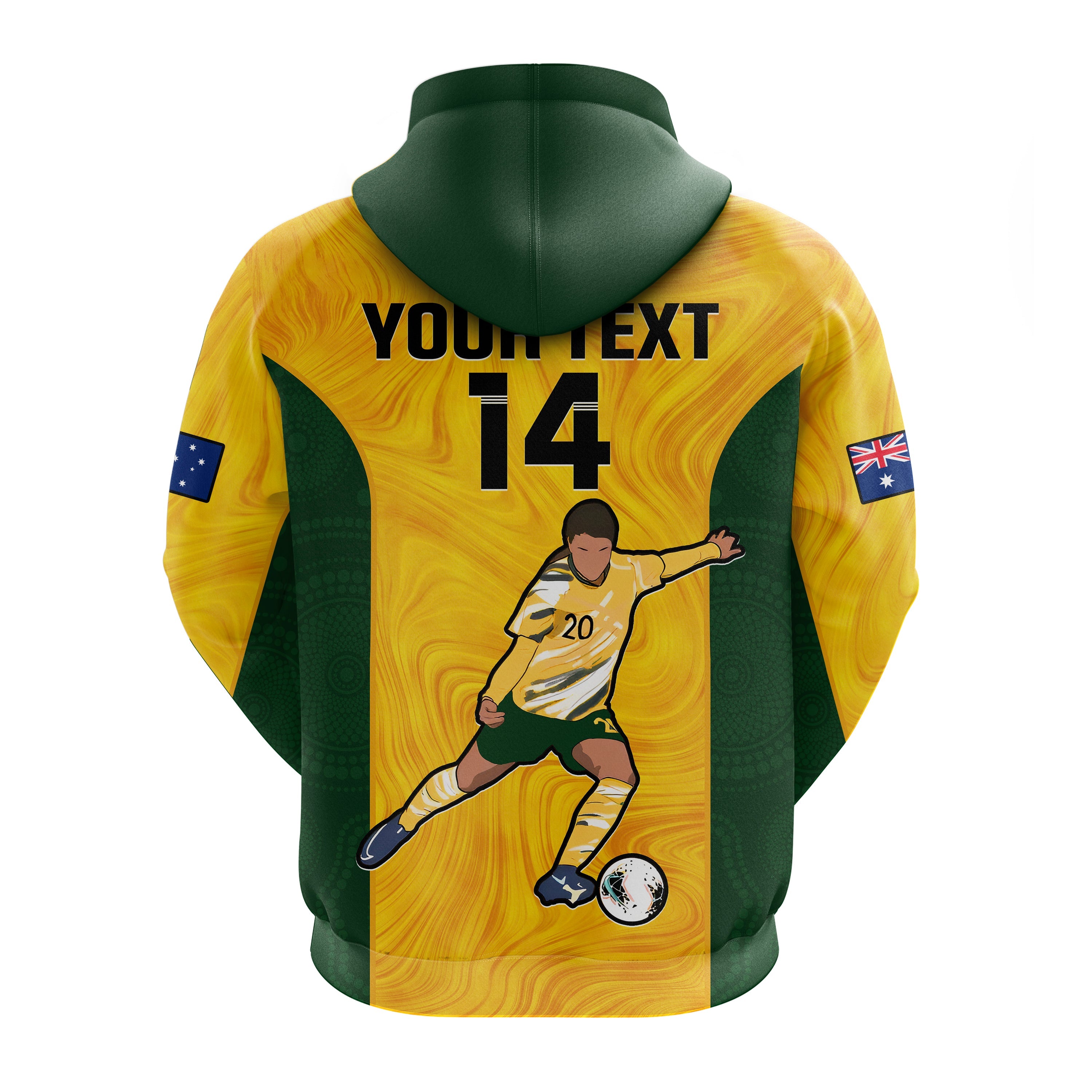 Custom Australia Soccer Hoodie Sam Kerr Matildas World Cup Yellow LT14