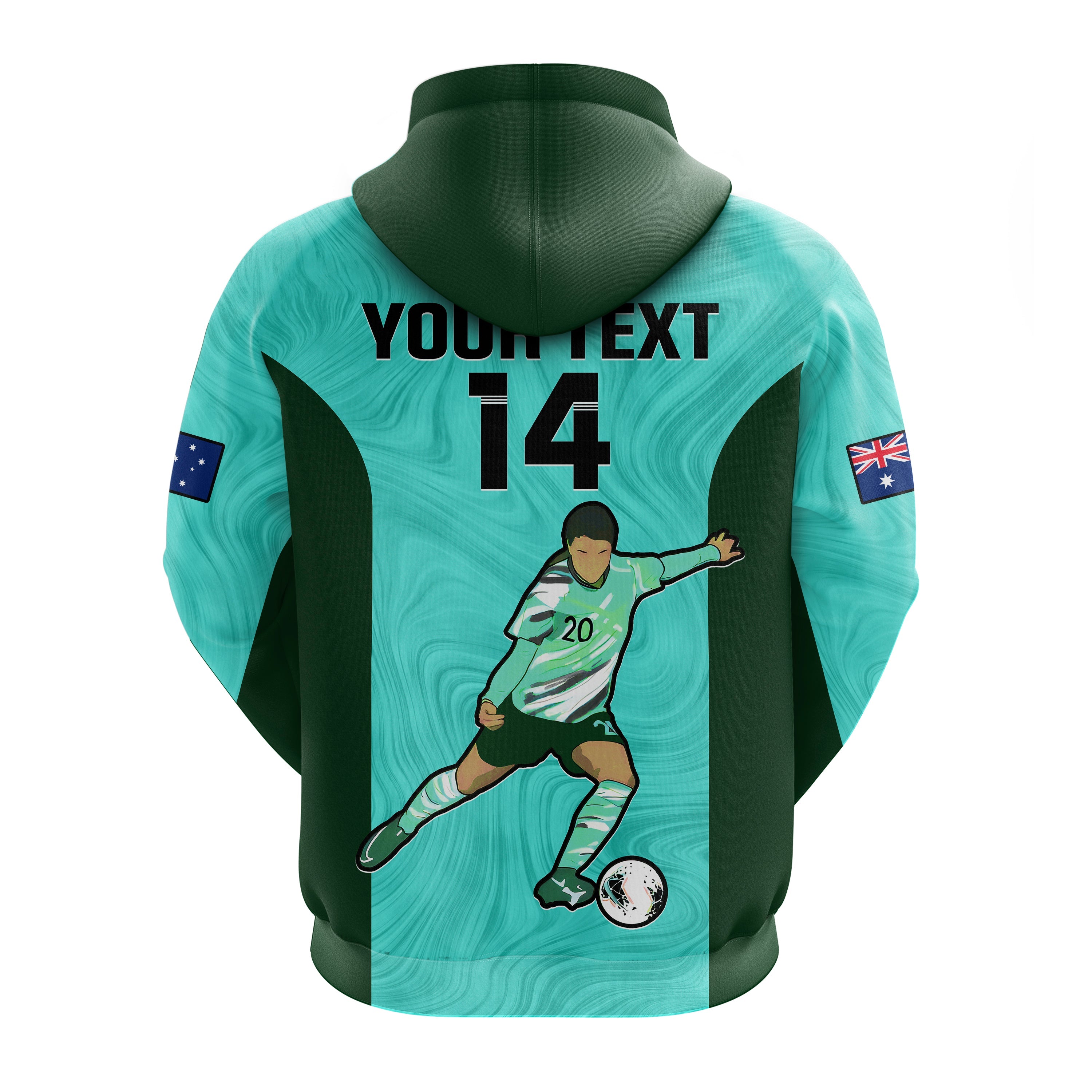 Custom Australia Soccer Hoodie Sam Kerr Matildas World Cup Turquoise LT14