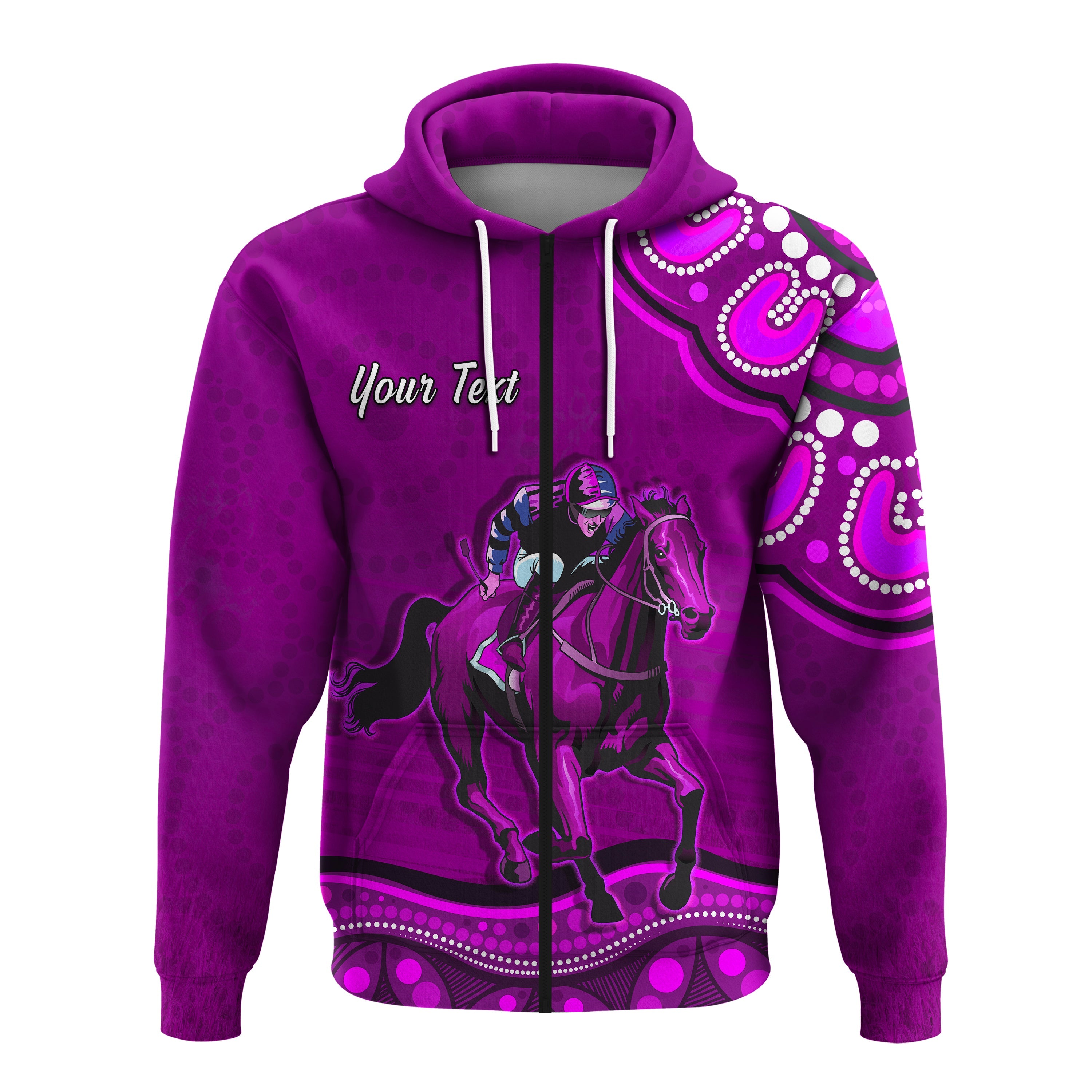 custom-personalised-launceston-cup-2022-zip-hoodie-australia-aboriginal-purple-horse-lovers