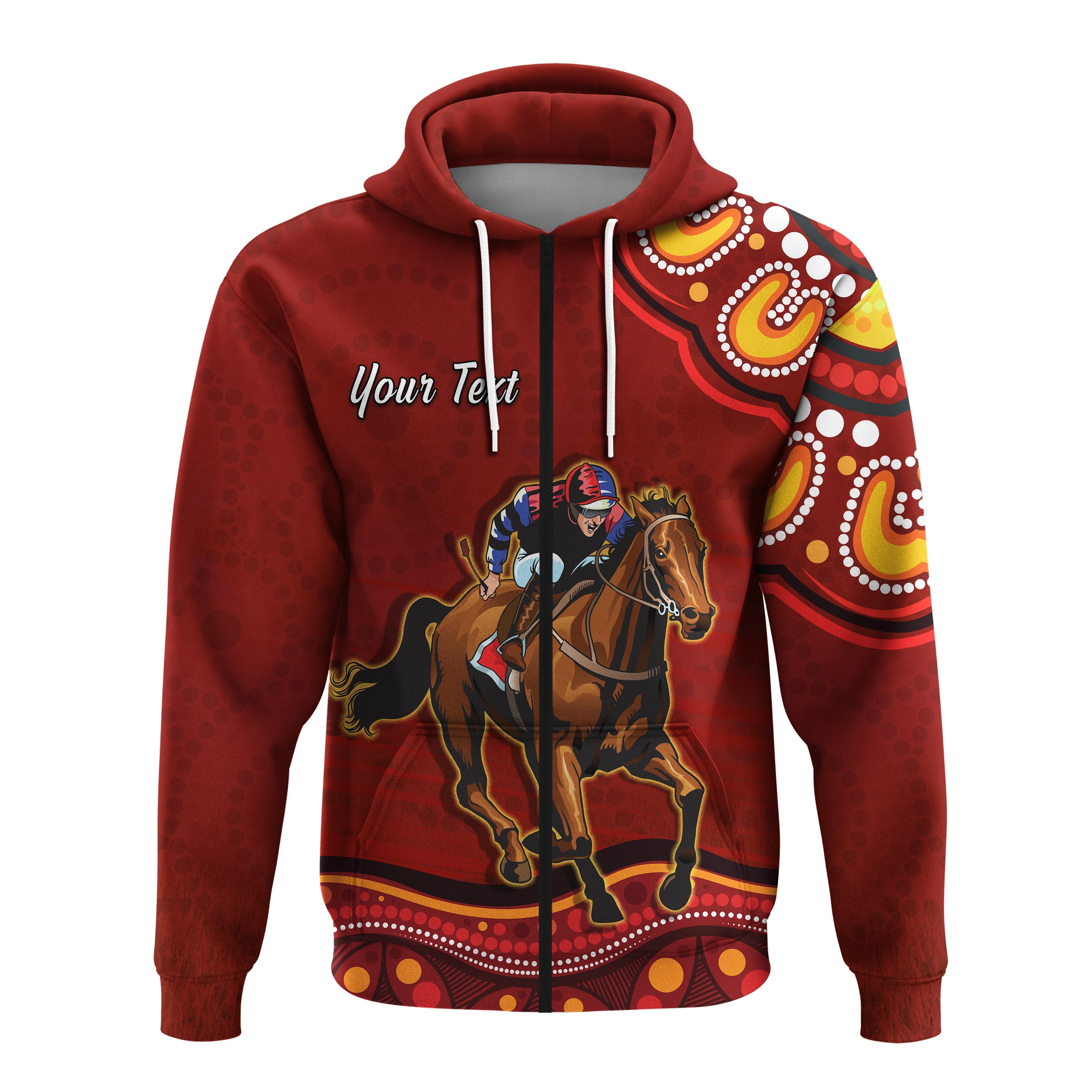 custom-personalised-launceston-cup-2022-zip-hoodie-australia-aboriginal-red-horse-lovers