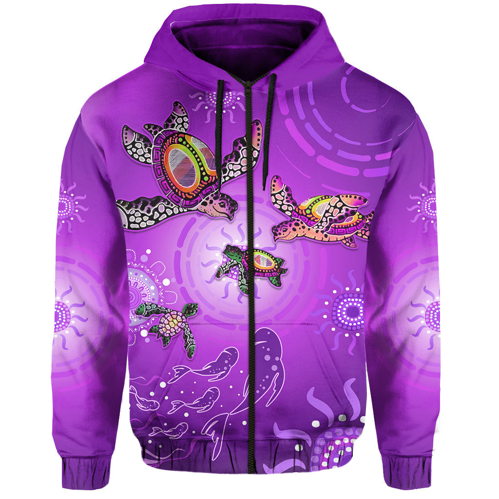 custom-personalised-australian-aboriginal-zip-hoodie-happy-turtle-family-version-purple