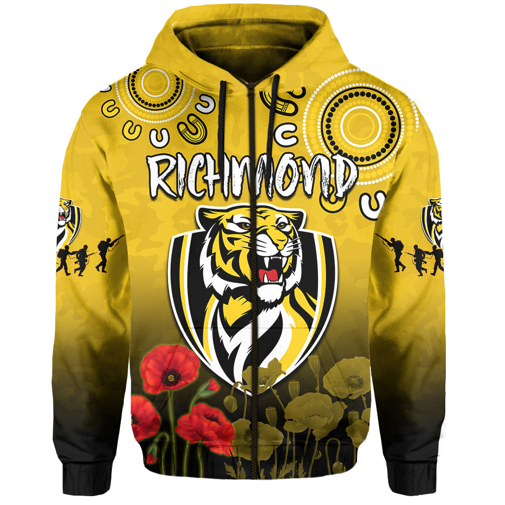 custom-text-and-number-richmond-anzac-2022-hoodie-tigers-aboriginal-poppy