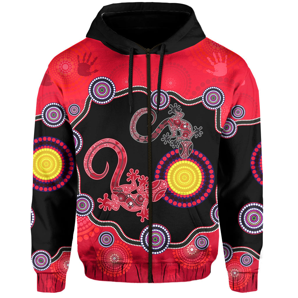 custom-personalised-aboriginal-lizard-zip-hoodie-attracted-australia-version-red