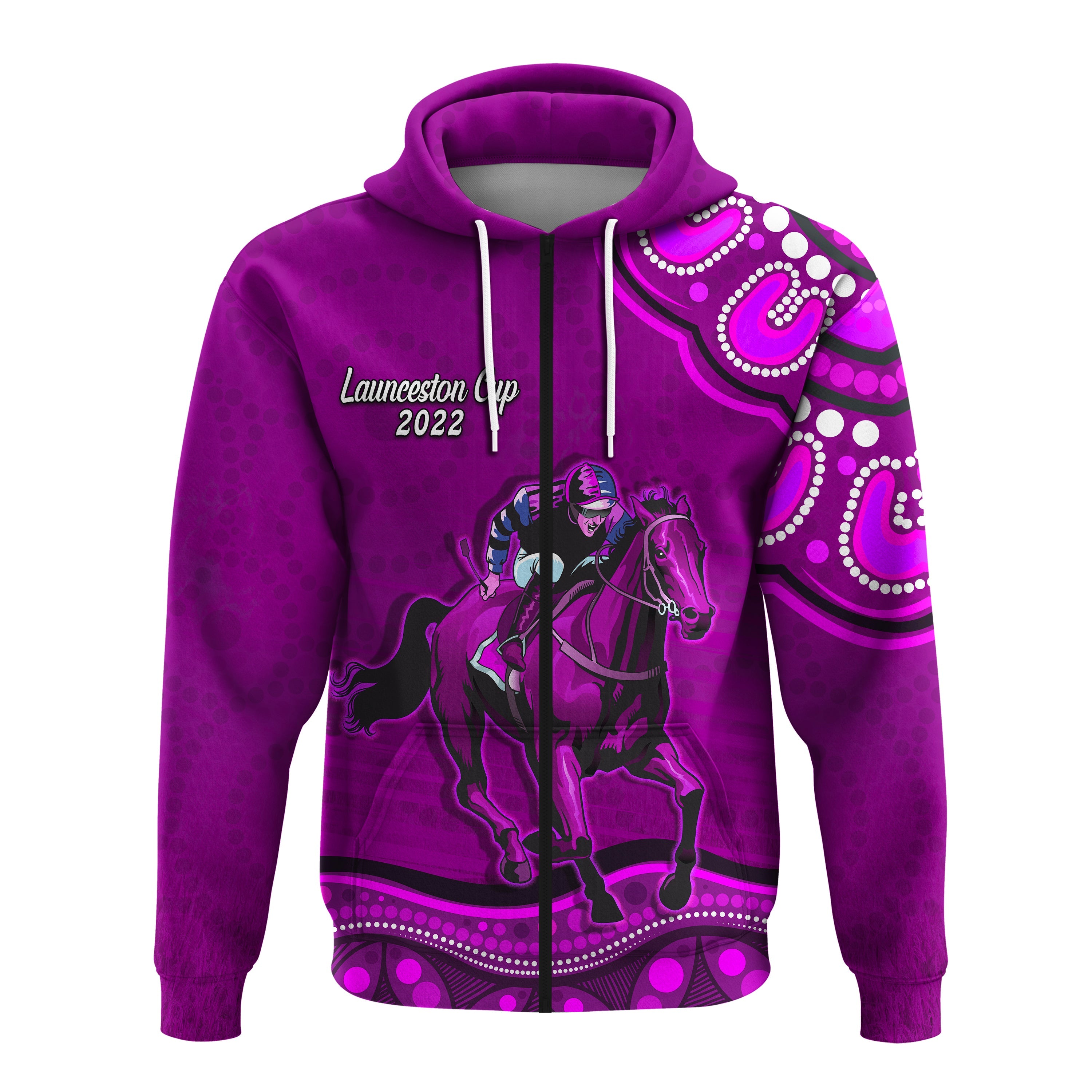 launceston-cup-2022-zip-hoodie-australia-aboriginal-purple-horse-lovers