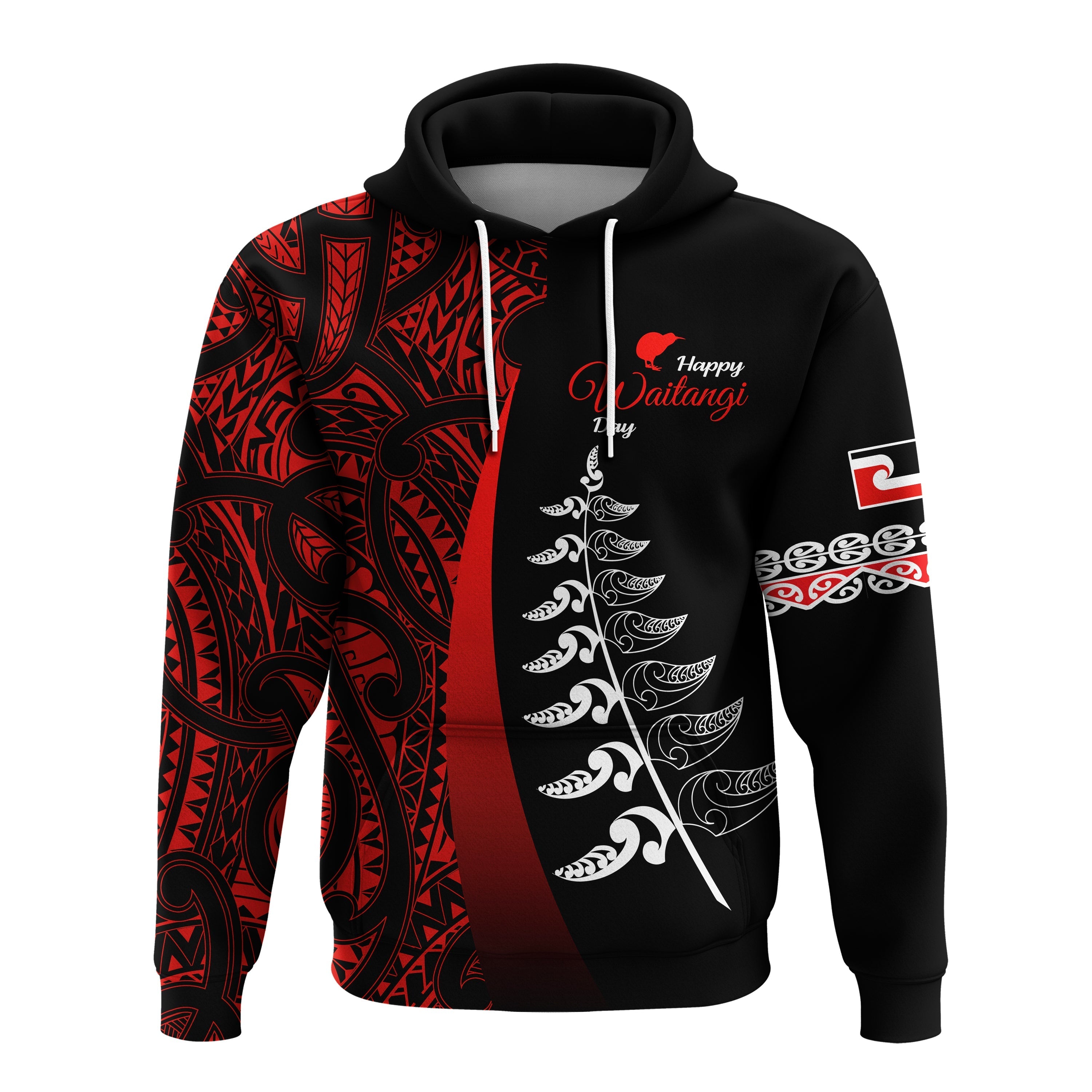 waitangi-day-hoodie-maori-mix-fern-style-red