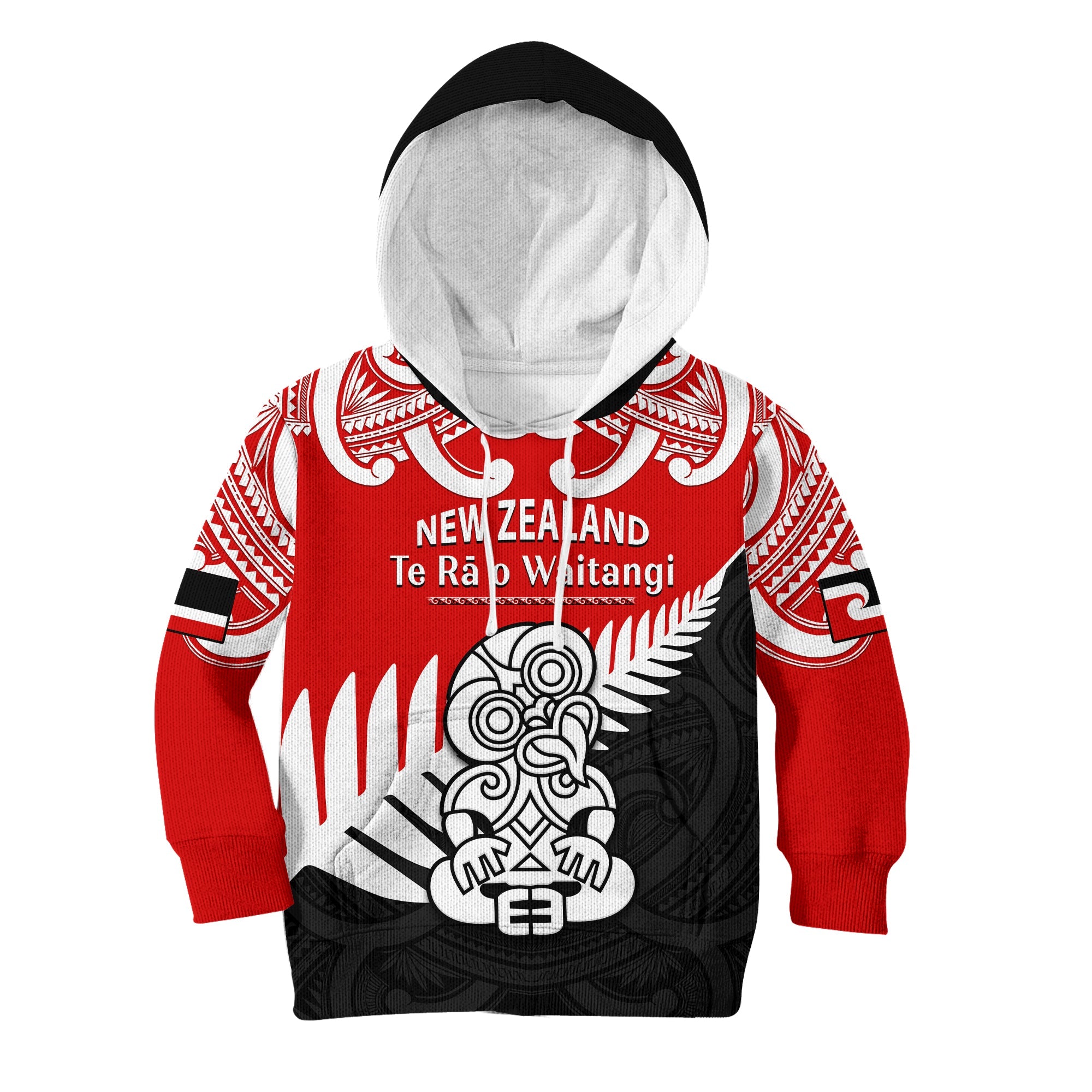 waitangi-day-hoodie-kid-tino-rangatiratanga-flag-with-tiki-maori-fern