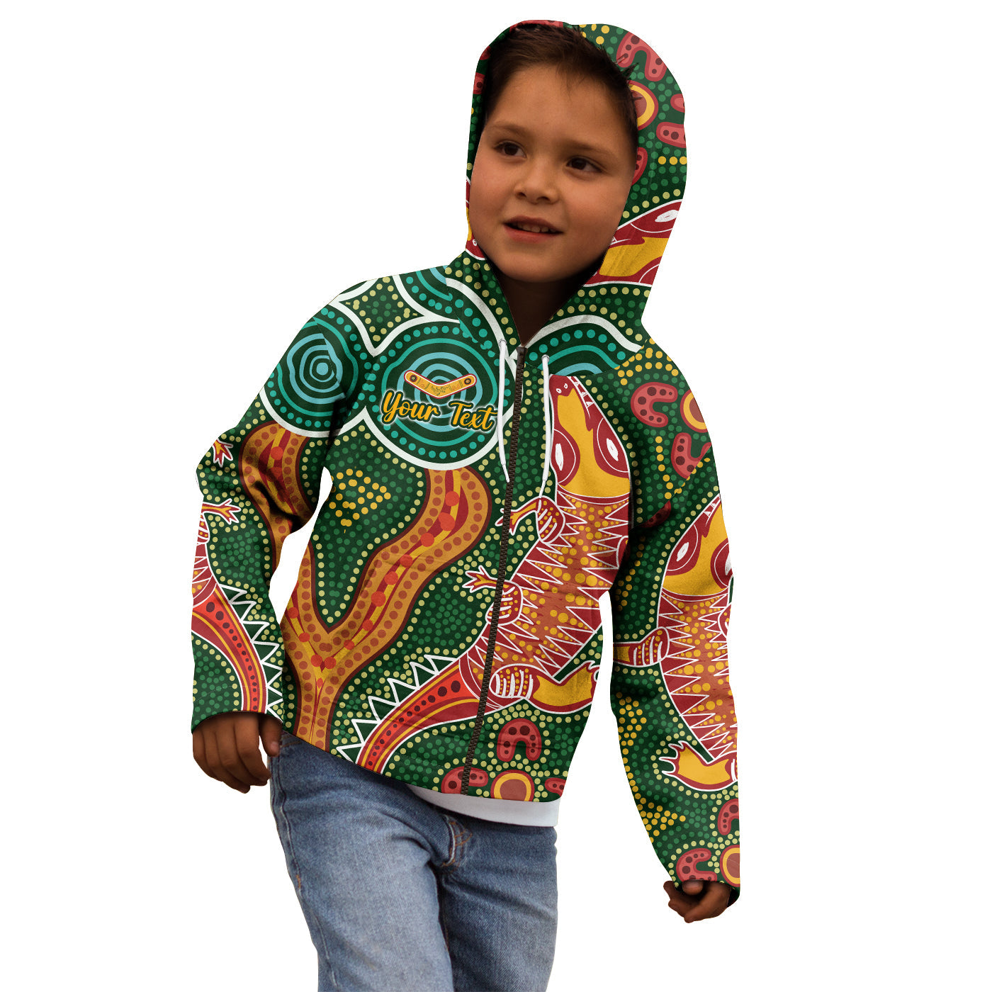 custom-personalised-aboriginal-art-crocodile-hoodie-kid-you-are-number-one