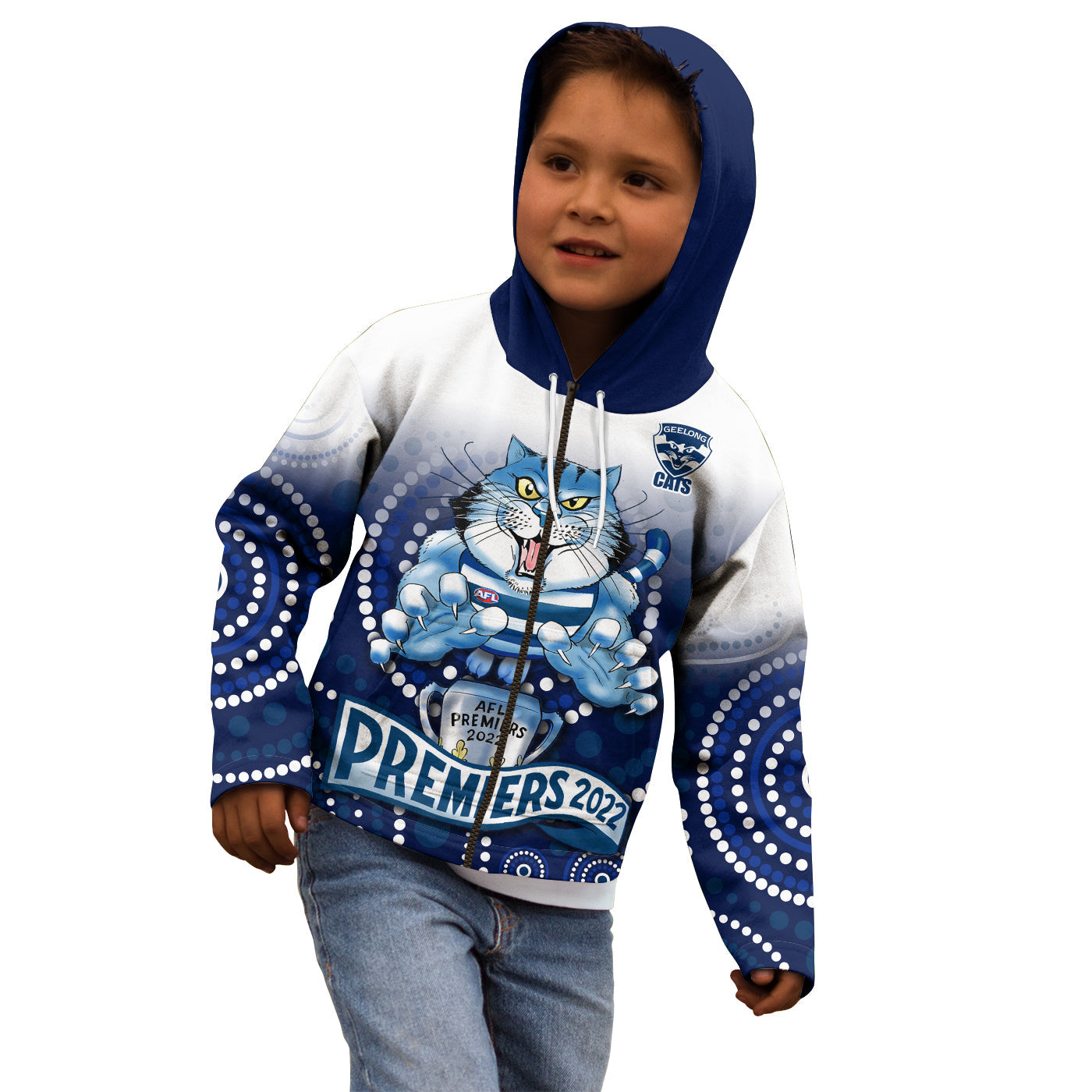 cats-football-hoodie-kid-aboriginal-australian-premiers-2022-proud-geelong-cartoon