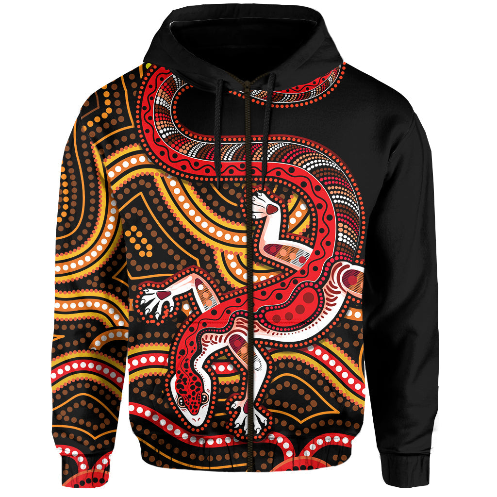 custom-personalised-aboriginal-art-lizard-hoodie-you-are-number-one